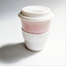 Load image into Gallery viewer, Ceramic Travel Cup Pink & White