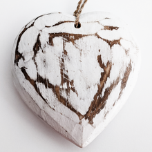 Load image into Gallery viewer, White Wash Wooden Heart Decoration - Coastal