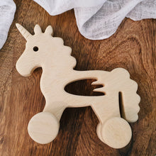 Load image into Gallery viewer, Wooden Push-A-Long Unicorn