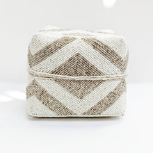 Load image into Gallery viewer, Bali Beaded Box ~ White with Natural Bold Diamond
