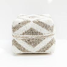 Load image into Gallery viewer, Bali Beaded Box ~ White with Natural Bold Diamond
