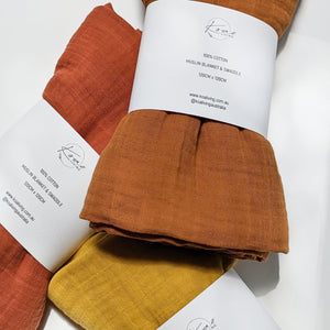Cotton Muslin Swaddle - Cinnamon